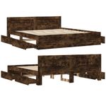 Casa si Gradina - Mobilier - Paturi si accesorii - Paturi - Cadru de pat cu tablie stejar fumuriu 200x200 cm lemn prelucrat - Infinity.ro
