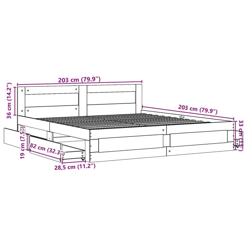 Casa si Gradina - Mobilier - Paturi si accesorii - Paturi - Cadru de pat cu tablie stejar fumuriu 200x200 cm lemn prelucrat - Infinity.ro