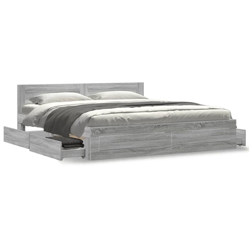 Casa si Gradina - Mobilier - Paturi si accesorii - Paturi - Cadru de pat cu tablie gri sonoma 180x200 cm lemn prelucrat - Infinity.ro
