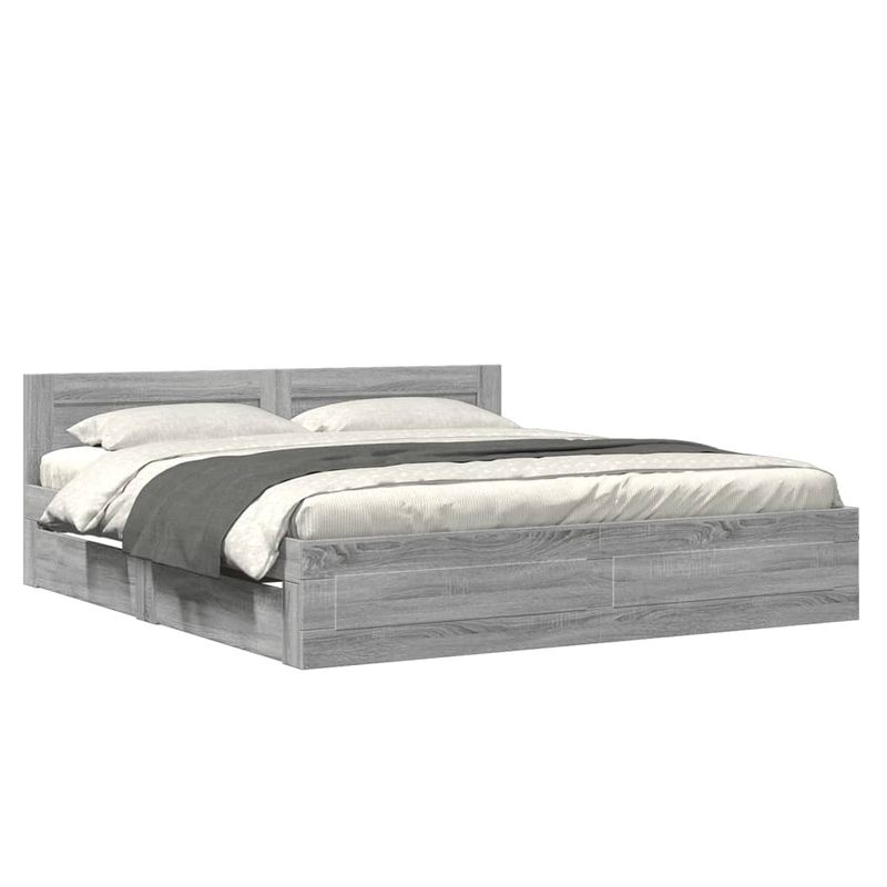 Casa si Gradina - Mobilier - Paturi si accesorii - Paturi - Cadru de pat cu tablie gri sonoma 180x200 cm lemn prelucrat - Infinity.ro