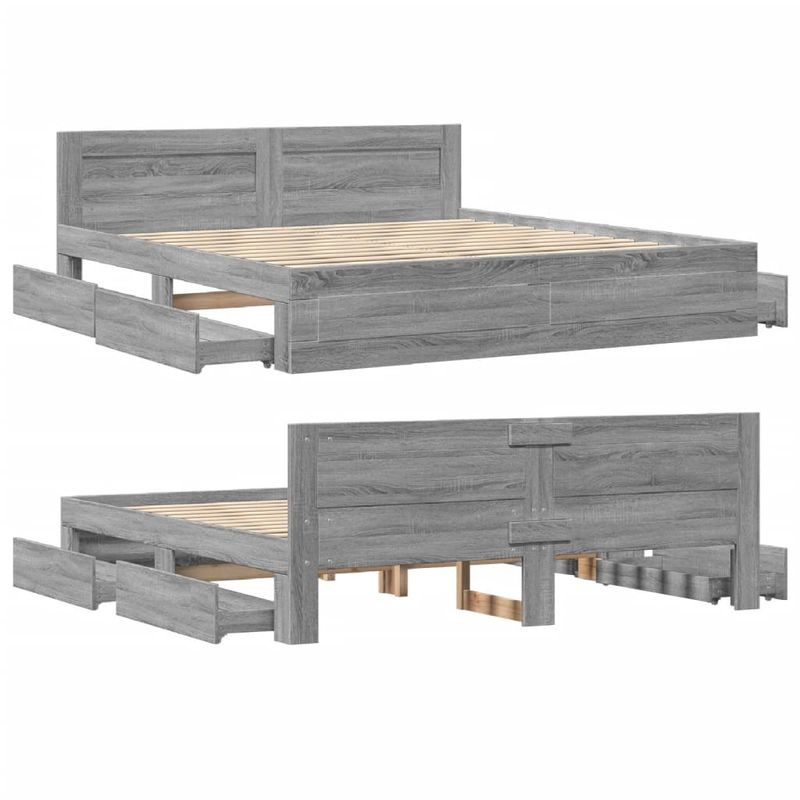 Casa si Gradina - Mobilier - Paturi si accesorii - Paturi - Cadru de pat cu tablie gri sonoma 180x200 cm lemn prelucrat - Infinity.ro