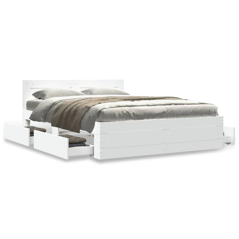 Casa si Gradina - Mobilier - Paturi si accesorii - Paturi - Cadru de pat cu tablie, alb, 140x190 cm, lemn prelucrat - Infinity.ro