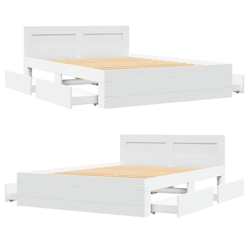 Casa si Gradina - Mobilier - Paturi si accesorii - Paturi - Cadru de pat cu tablie, alb, 140x190 cm, lemn prelucrat - Infinity.ro