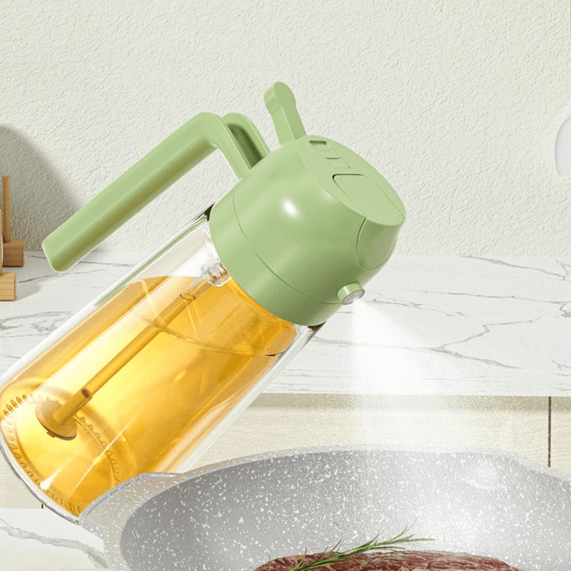 Casa si Gradina/Bucatarie si vesela/Ustensile bucatarie/Oliviere - Sticla cu pulverizator si oliviera pentru ulei, otet, lichide, pulverizare si curgere, recipient din sticla, 0.5l verde - Infinity.ro