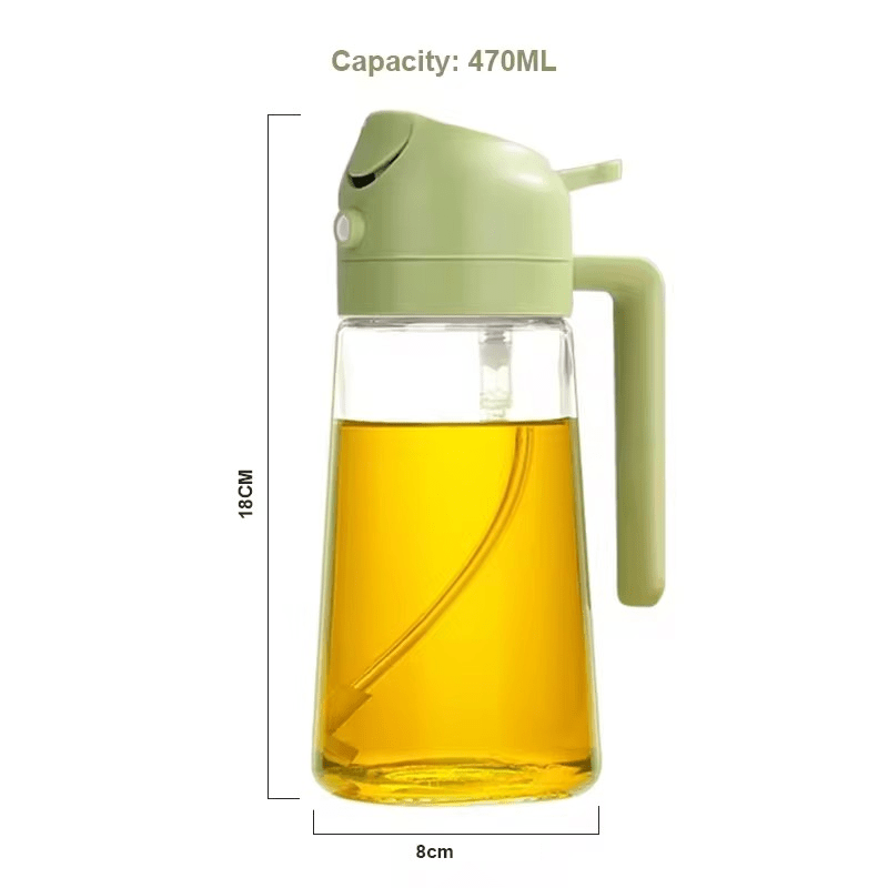 Casa si Gradina/Bucatarie si vesela/Ustensile bucatarie/Oliviere - Sticla cu pulverizator si oliviera pentru ulei, otet, lichide, pulverizare si curgere, recipient din sticla, 0.5l verde - Infinity.ro