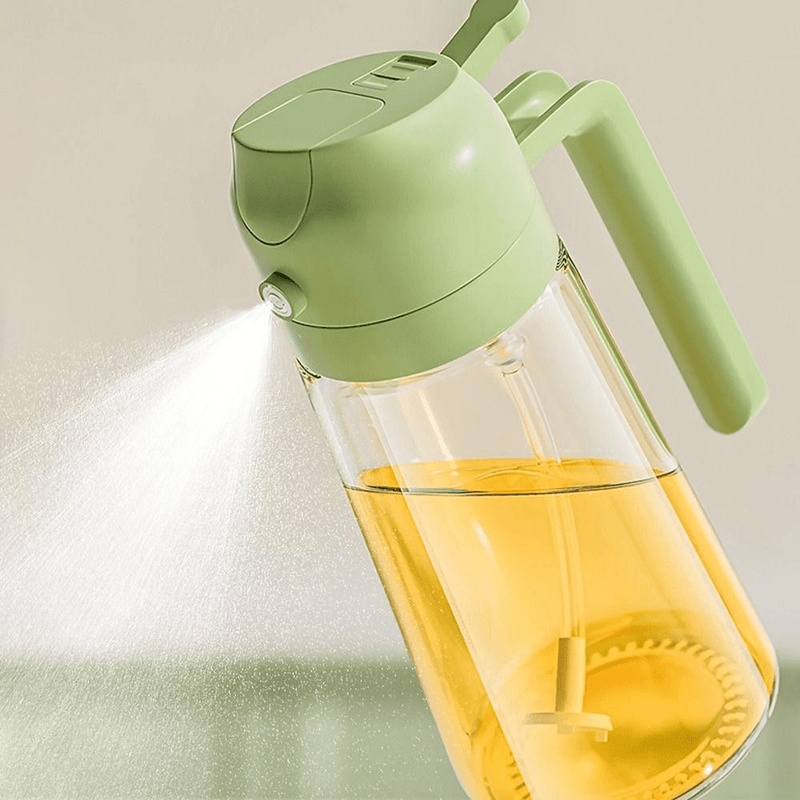 Casa si Gradina/Bucatarie si vesela/Ustensile bucatarie/Oliviere - Sticla cu pulverizator si oliviera pentru ulei, otet, lichide, pulverizare si curgere, recipient din sticla, 0.5l verde - Infinity.ro