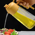 Casa si Gradina/Bucatarie si vesela/Ustensile bucatarie/Oliviere - Sticla cu pulverizator si oliviera pentru ulei, otet, lichide, pulverizare si curgere, recipient din sticla, 0.5l galben - Infinity.ro