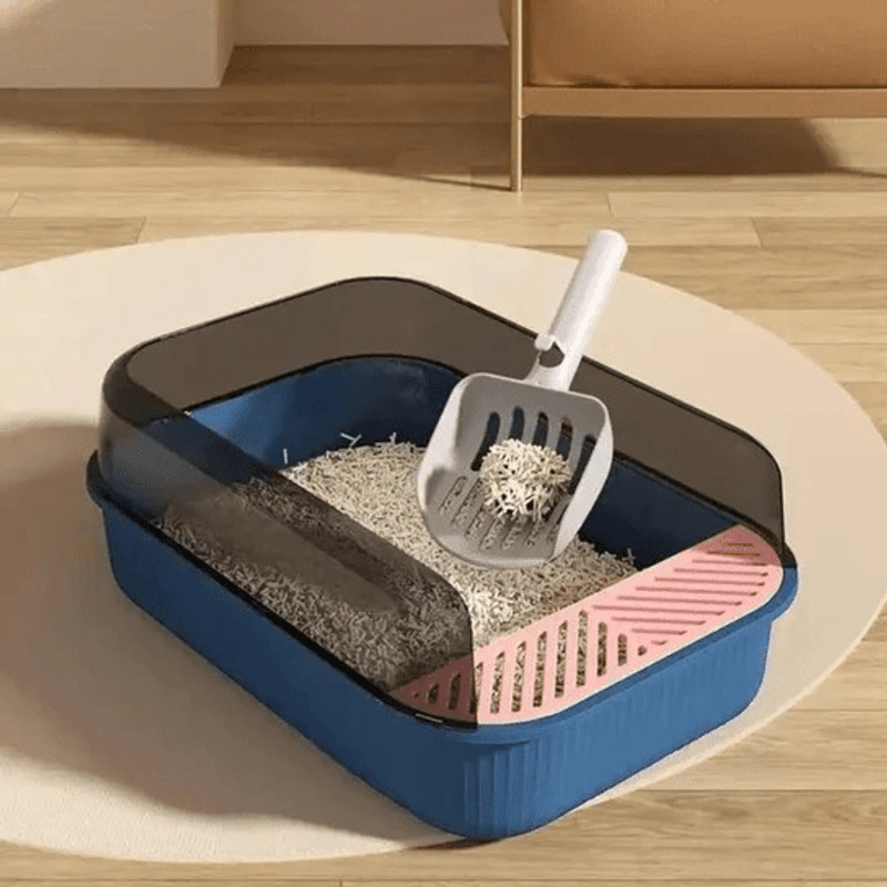 Petshop - Ingrijire si Igiena - Litiere si accesorii - Litiere simple - Litiera pentru pisici, dimensiuni 50,5x34,5x18,5cm, ABYZ™, culoare Albastru - Infinity.ro