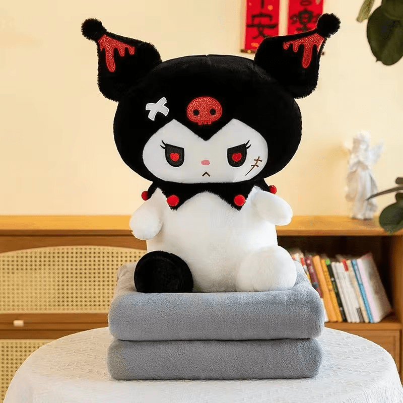 Jucarii, Copii si Bebe - Jucarii si jocuri - Jucarii de plus - Jucarie din Plus Tip Kuromi cu Paturica, 45cm ABYZ®™ - Infinity.ro