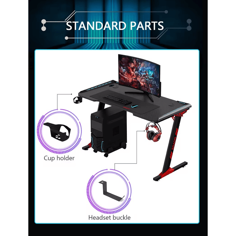 PC, gaming si accesorii - Gaming - Accesorii gaming - Birouri gaming - Birou Gaming, Iluminare LED, dimensiuni 120x60x73, Negru ABYZ™ - Infinity.ro