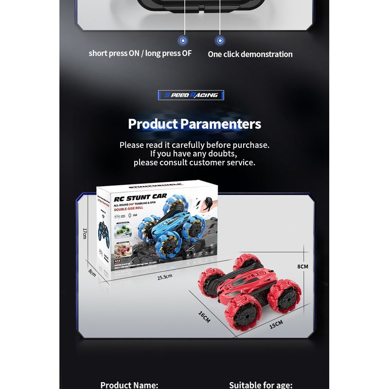 Jucarii, Copii si Bebe - Jucarii si jocuri - Vehicule si jucarii cu telecomanda - Masinute - Masina Off-Road 4x4 bidirectionala cu Telecomanda, senzor de mana, Lumini Led si Sunete, Rotire 360 Grade, Rosu - Infinity.ro