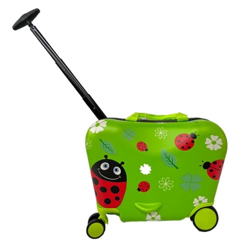 Sport si Outdoor - Articole de voiaj - Trolere - Troler Ride-on pentru copii, maner telescopic din aluminiu, suport picioare, volum 18L, roti fata cu rotatie, Buburuza - Infinity.ro