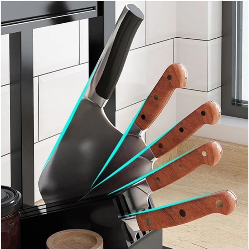 Casa si Gradina - Mobilier - Biblioteci si rafturi - Rafturi - Raft universal pentru bucatarie, 3 polite, sertar, suport cutite, ustensile de gatit, tocator, 4 carlige, metalic - Infinity.ro