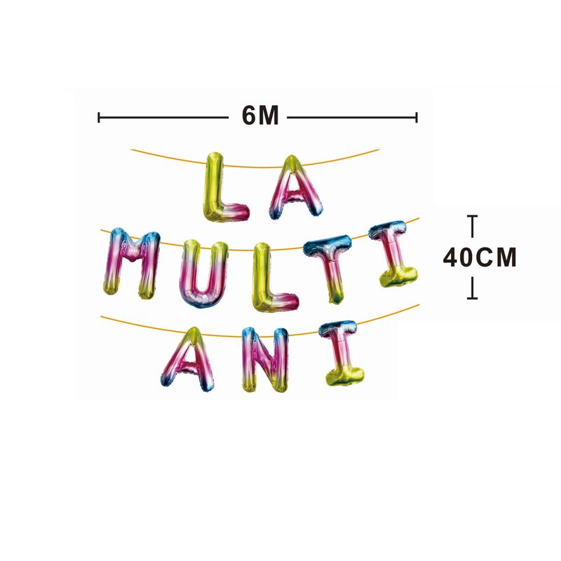 Casa si Gradina - Decoratiuni - Decoratiuni petrecere - Baloane - Baloane din folie metalizata cameleon, Mirific Party, "la multi ani", 6 m x 45 cm - Infinity.ro