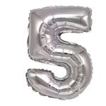Casa si Gradina - Decoratiuni - Decoratiuni petrecere - Baloane - Balon din folie metalizata argintie, Mirific Party, Cifra 5, 40 cm, Silver - Infinity.ro
