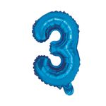 Casa si Gradina - Decoratiuni - Decoratiuni petrecere - Baloane - Balon din folie metalizata Albastru, cifra 3, 40 cm - Infinity.ro