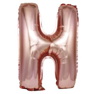 Balon din folie metalizata Rose Gold, Mirific Party, Litera H, 40 cm, Coral, roz