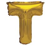 Casa si Gradina - Decoratiuni - Decoratiuni petrecere - Baloane - Balon din folie metalizata aurie, Mirific Party, Litera T, 80 cm, Gold - Infinity.ro
