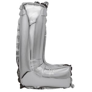 Balon din folie metalizata argintie, Mirific Party, Litera L, 40 cm, Silver