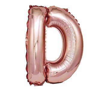Balon din folie metalizata Rose Gold, Litera D, 40 cm, Coral, roz