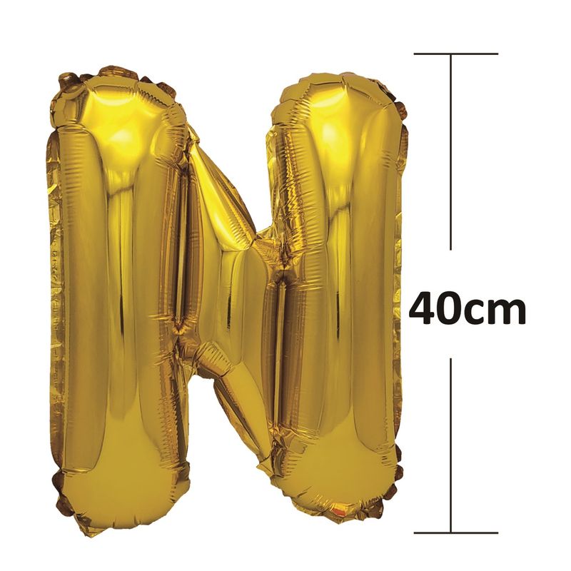 Casa si Gradina - Decoratiuni - Decoratiuni petrecere - Baloane - Balon din folie metalizata aurie, Mirific Party, Litera N, 40 cm, Gold - Infinity.ro