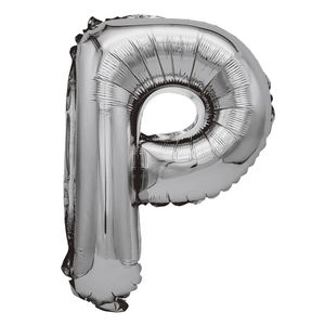 Balon din folie metalizata argintie, Mirific Party, Litera P, 80 cm, Silver