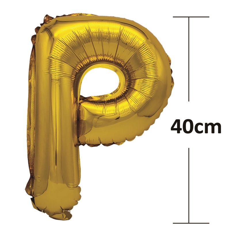 Casa si Gradina - Decoratiuni - Decoratiuni petrecere - Baloane - Balon din folie metalizata aurie, Mirific Party, Litera P, 40 cm, Gold - Infinity.ro