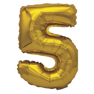 Balon din folie metalizata aurie, Mirific Party, Cifra 5, 40 cm, Gold