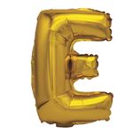 Casa si Gradina - Decoratiuni - Decoratiuni petrecere - Baloane - Balon din folie metalizata aurie, Mirific Party, Litera E, 40 cm, Gold - Infinity.ro