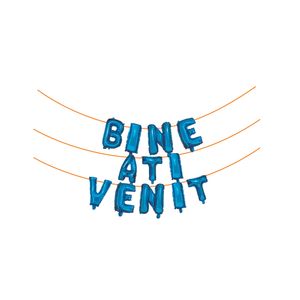 Baloane din folie metalizata Albastru, Mirific Party, "BINE ATI VENIT", 6 m x 45 cm, BLUE