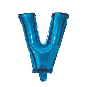 Balon din folie metalizata Albastru, Mirific Party, Litera V, 80 cm