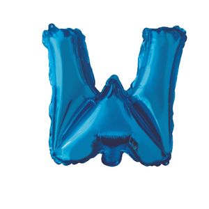 Balon din folie metalizata Albastru, Mirific Party, Litera W, 80 cm