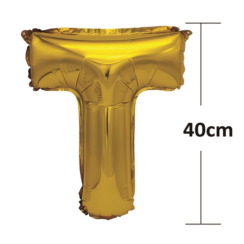 Casa si Gradina - Decoratiuni - Decoratiuni petrecere - Baloane - Balon din folie metalizata aurie, Mirific Party, Litera T, 40 cm, Gold - Infinity.ro