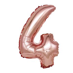 Balon din folie metalizata Rose Gold, Mirific Party, Cifra 4, 40 cm, Coral, roz