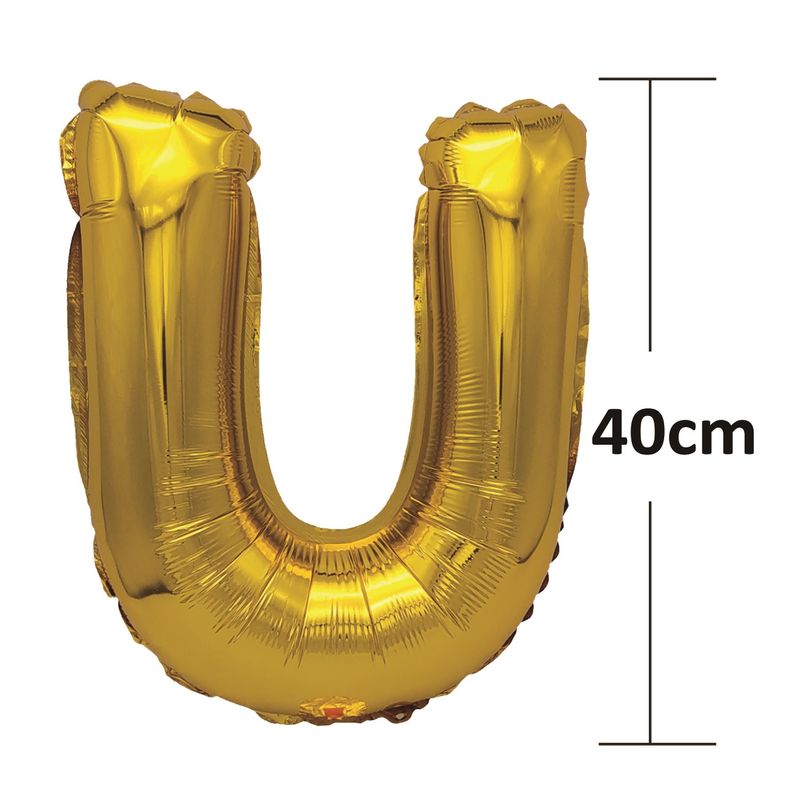 Casa si Gradina - Decoratiuni - Decoratiuni petrecere - Baloane - Balon din folie metalizata aurie, Mirific Party, Litera U, 40 cm, Gold - Infinity.ro