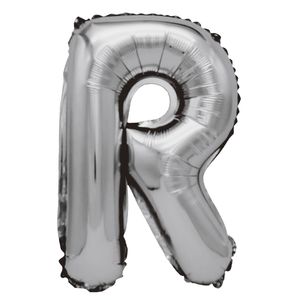 Balon din folie metalizata argintie, Mirific Party, Litera R, 80 cm, Silver