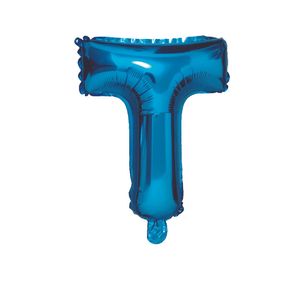 Balon din folie metalizata Albastru, Litera T, 80 cm