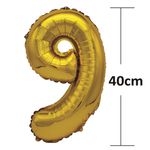 Casa si Gradina - Decoratiuni - Decoratiuni petrecere - Baloane - Balon din folie metalizata aurie, Mirific Party, Cifra 9, 40 cm, Gold - Infinity.ro