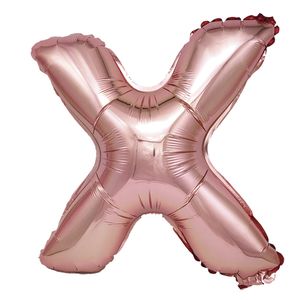 Balon din folie metalizata Rose Gold, Litera X, 40 cm, Coral, roz