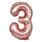 Casa si Gradina - Decoratiuni - Decoratiuni petrecere - Baloane - Balon din folie metalizata Rose Gold, Mirific Party, Cifra 3, 40 cm, Coral, roz - Infinity.ro