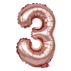 Balon din folie metalizata Rose Gold, Mirific Party, Cifra 3, 40 cm, Coral, roz