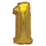 Casa si Gradina - Decoratiuni - Decoratiuni petrecere - Baloane - Balon din folie metalizata aurie, Cifra 1, 100 cm, Gold - Infinity.ro