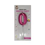 Casa si Gradina - Decoratiuni - Decoratiuni petrecere - Accesorii pentru petrecere - Lumanare tort, cifra 0, Roz metalizat, 15 cm - Infinity.ro