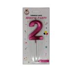 Casa si Gradina - Decoratiuni - Decoratiuni petrecere - Accesorii pentru petrecere - Lumanare tort, cifra 2, Roz metalizat, 15 cm - Infinity.ro