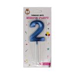 Casa si Gradina - Decoratiuni - Decoratiuni petrecere - Accesorii pentru petrecere - Lumanare tort, cifra 2, Albastru Neon, 15 cm - Infinity.ro