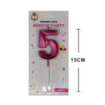 Casa si Gradina - Decoratiuni - Decoratiuni petrecere - Accesorii pentru petrecere - Lumanare tort, cifra 5, Roz metalizat, 15 cm - Infinity.ro