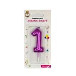 Casa si Gradina - Decoratiuni - Decoratiuni petrecere - Accesorii pentru petrecere - Lumanare tort, cifra 1, Magenta neon, 8 cm - Infinity.ro