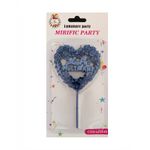 Casa si Gradina - Decoratiuni - Decoratiuni petrecere - Accesorii pentru petrecere - Lumanare aniversara pentru tort, tip inimioara, Albastru, 14 cm - Infinity.ro