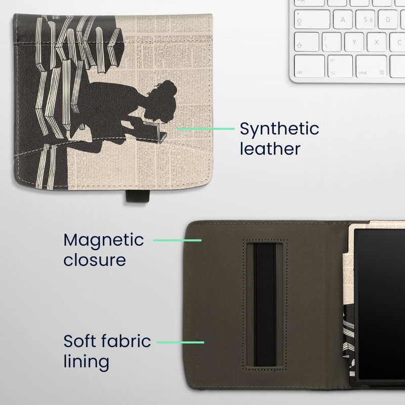 Laptop, Telefoane si Tablete - Ebook reader si accesorii - Accesorii eBook Reader - Husa cu buzunar Kwmobile pentru PocketBook Era, Negru/Bej, Piele ecologica, KWM000016ZC012C - Infinity.ro