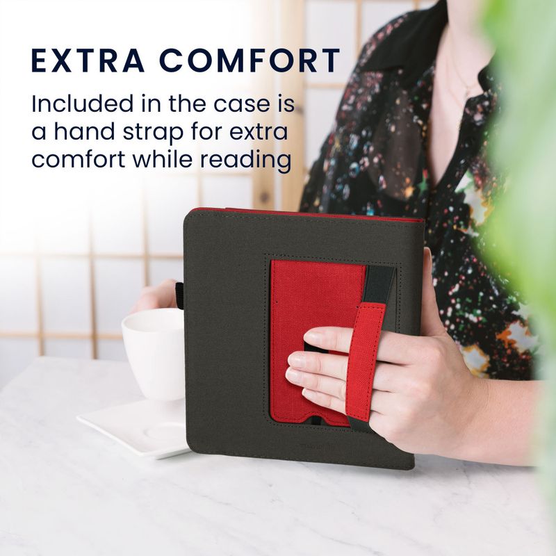 Laptop, Telefoane si Tablete - Ebook reader si accesorii - Accesorii eBook Reader - Husa kwmobile pentru Tolino Epos 3, Piele ecologica, Rosu/Gri, 59979.09 - Infinity.ro